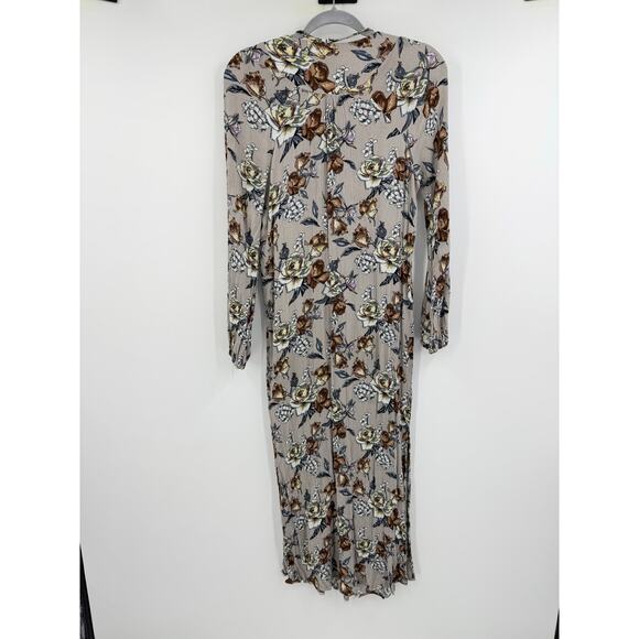 Natural Life Womens Amelia Rose Crinkle Midi Floral Dress Size L Boho Gray - Picture 3 of 11